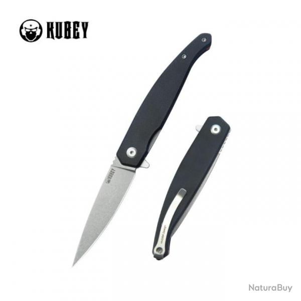 Couteau Kubey MOS Hydra Black Manche G-10 Lame Acier 14C28N SW IKBS Linerlock Clip KUB361A