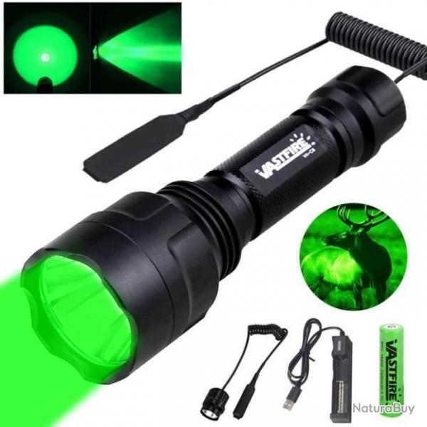 Lampe tactique de chasse vert ou rouge rechargeable led chasse airsoft SUPER PROMO zz