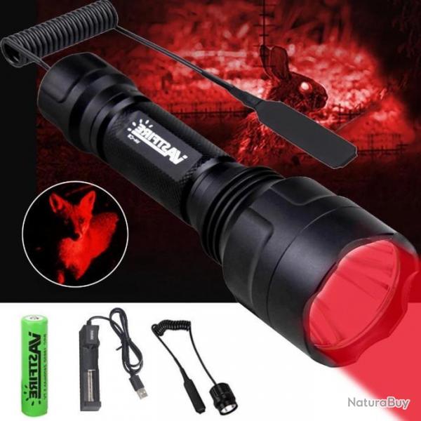 Lampe tactique de chasse vert ou rouge rechargeable led chasse airsoft SUPER PROMO z