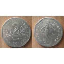 France 2 Francs 1981 Piece Semeuse Franc