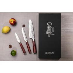 COFFRET COUTEAUX  Santoku + Universel + Office Wusaki PAKKA