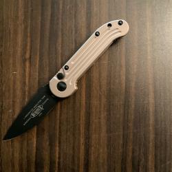 VEND COUTEAU MICROTECH LUDT S/E LAME NOIRE MANCHE BEIGE