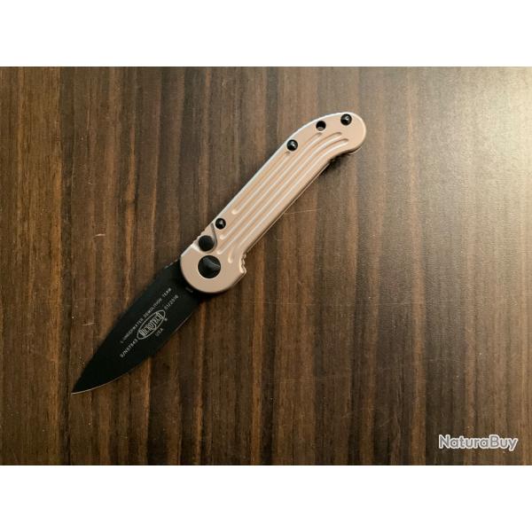 VEND COUTEAU MICROTECH LUDT S/E LAME NOIRE MANCHE BEIGE