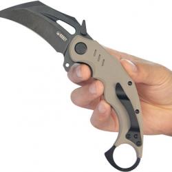 Couteau Kubey Wrath Karambit Tan Manche G-10 Lame Acier 14C28N Blk IKBS KUB261G