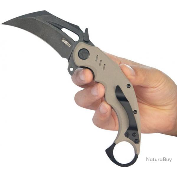 Couteau Kubey Wrath Karambit Tan Manche G-10 Lame Acier 14C28N Blk IKBS KUB261G