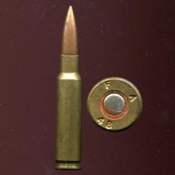 7.62 x 49 Expérimental Pré-NATO - TRES RARE - Frankford Arsenal 1948 - marquage : F A 48