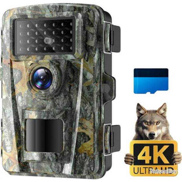 Camra de Chasse 4K 48MP LED IR 940nm Dtecteur de Mouvement Ultra-Rapide Grand angle 100 IP66