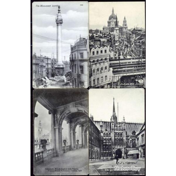 Carte postale ancienne 4 pcs United Kingdom - London 1900's