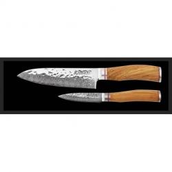 COFFRET 2 COUTEAUX WUSAKI Damas VG10 - Santoku et office