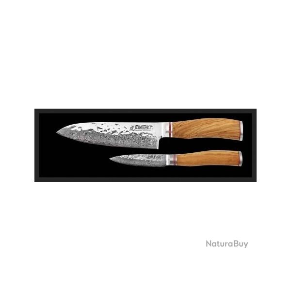 COFFRET 2 COUTEAUX WUSAKI Damas VG10 - Santoku et office