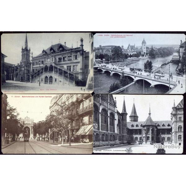 Carte postale ancienne 10 pcs. Suisse Zurich, Berne 1900