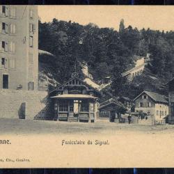 Carte postale ancienne Suisse, Lausanne - Funiculaire du Signal 1900