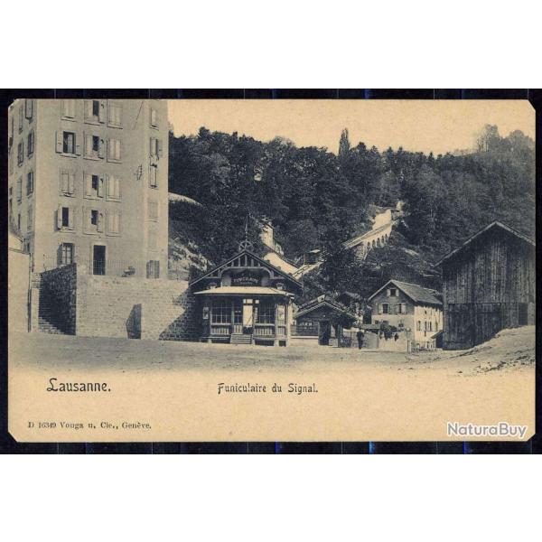 Carte postale ancienne Suisse, Lausanne - Funiculaire du Signal 1900