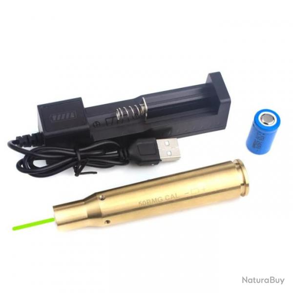 Cartouche laser de rglage calibre 50 BMG - Vert avec batterie et chargeur