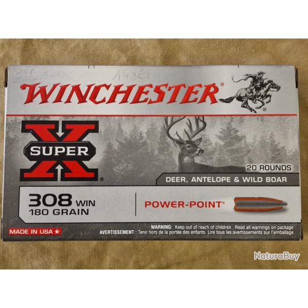 Cartouches cal. 308 Win. Winchester 180gr PP HILMAR SUPER DESTOCK !!!