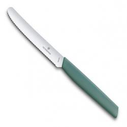 6 Couteaux de table/tomates "Swiss Modern" 11 cm, Couleur vert sauge [Victorinox]