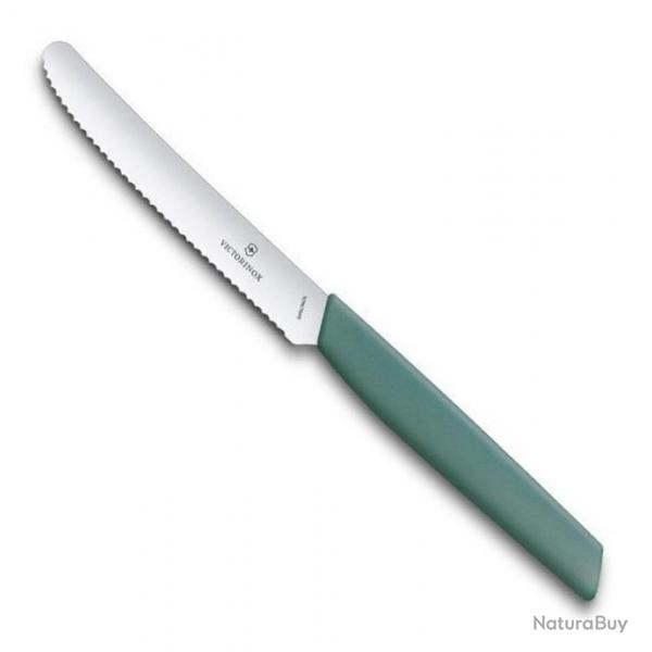 6 Couteaux de table/tomates "Swiss Modern" 11 cm, Couleur vert sauge [Victorinox]