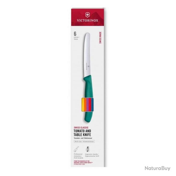 Boite 6 couteaux table assortis [Victorinox]