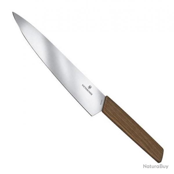 Couteau chef "Swiss Modern" noyer, Long. lame 22 cm [Victorinox]