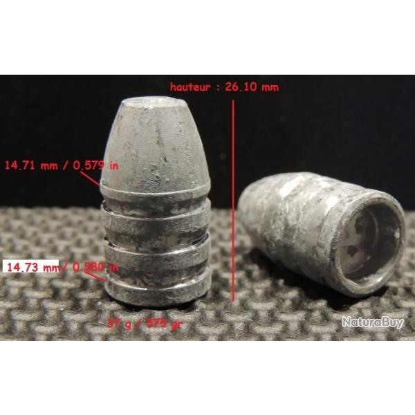 20 Ogives mini 0.580 in pour fusils et mousquetons calibre 58 (exemple : PH Enfield 1858)