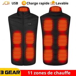 Veste chauffante d'hiver électrique pour homme - 11 zones chauffantes - PROMO LIMITÉE