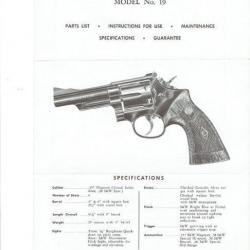 notice SMITH WESSON modèle 19 (envoi par mail) - VENDU PAR JEPERCUTE (m2153)