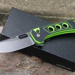 Couteau QSP Unicorn Black Neon Manche G10 Lame Acier 14C28N BLK IKBS Button Lock Clip QS156-C2