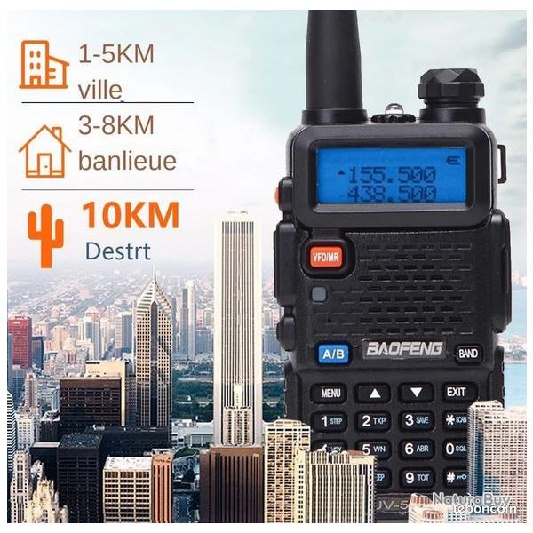 Talkies Baofeng UV-5R dj prprogramms en PMR et rgls pour votre confort.