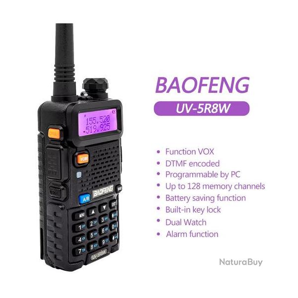 Talkies Baofeng UV-5R -8W dj prprogramms en PMR et rgls pour votre confort.