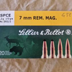 Cartouches S&B cal. 7mm Rem Mag 173 gr SPCE HILMAR SUPER DESTOCK !!!