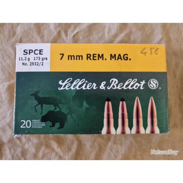 Cartouches S&B cal. 7mm Rem Mag 173 gr SPCE HILMAR SUPER DESTOCK !!!