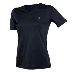 Tee shirt femme col V pure laine mérinos noir noir  L (large)