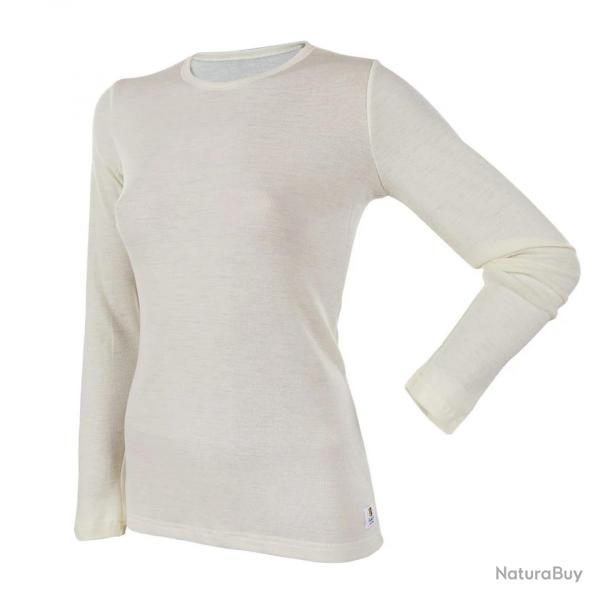 Maillot pure laine mrinos noir manches longues femme Noir ou cru blanc cru S (small)