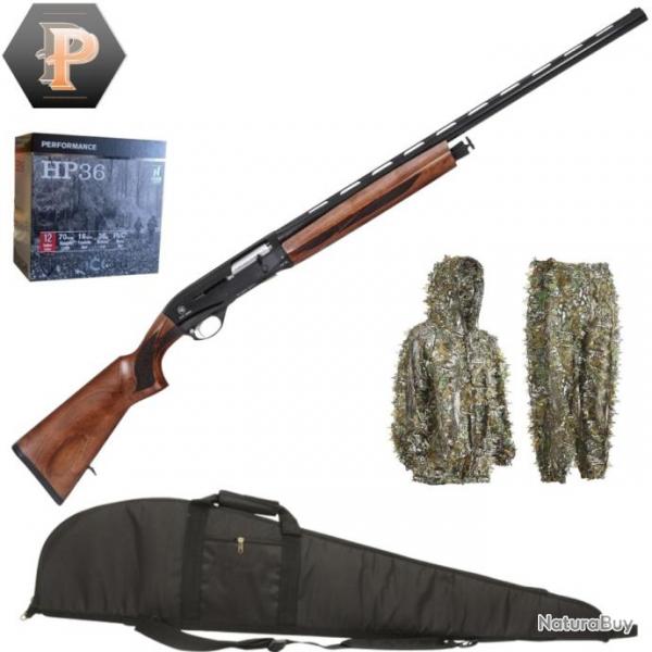 Pack chasseur ! Fusil semi automatique Ege Arms FX12 bois cal.12/76 + mun + fourreau + tenue