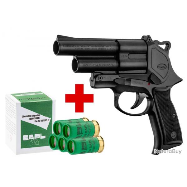 SAPL - Pack Pistolet Gomm-Cogne SAPL GC54 bronz + 1 bote de 5 cartouches 12/50 SAPL chevrotine