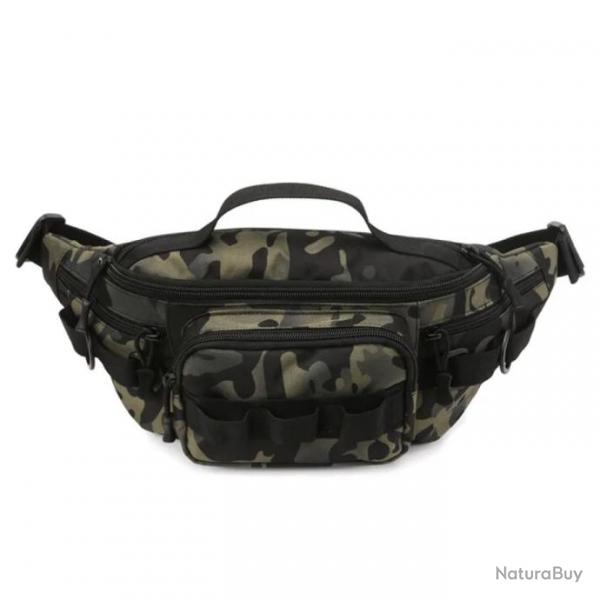 Sac Banane Militaire Multifonctionnel Systme Tactique Molle Chasse Pche Randonne Noir CP