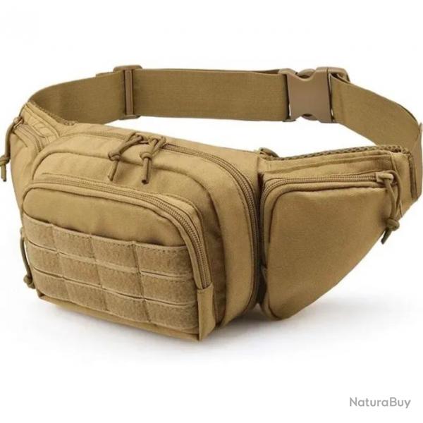 Sac Banane de Randonne en Nylon - Style Militaire avec Pochette Tlphone chasse randonne Kaki