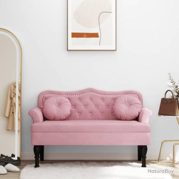 Banc avec coussins rose 120,5x65x75 cm velours