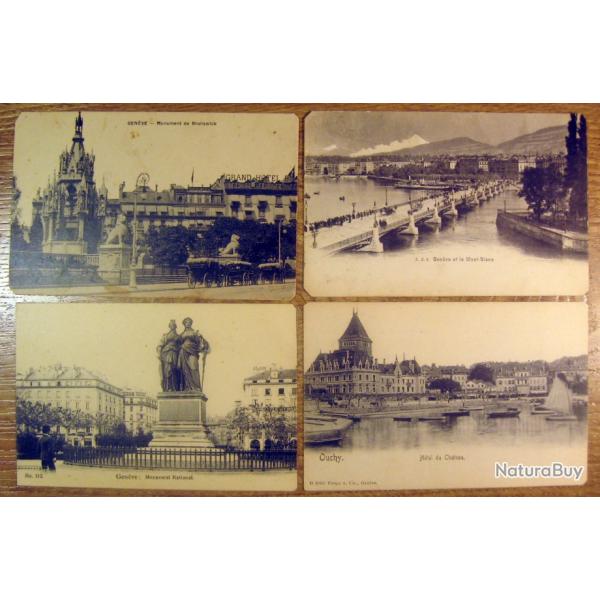 Cartes postales lot de 24 ancienne Suisse - Geneve, Moudon, Ouchy, Saanen, Wengen et d'autres