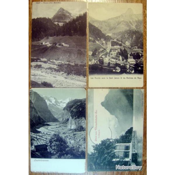 Cartes postales lot de 6 ancienne Suisse - Montbovon, Ronco (Val Bedretto) Lauterbrunnen et d'autres