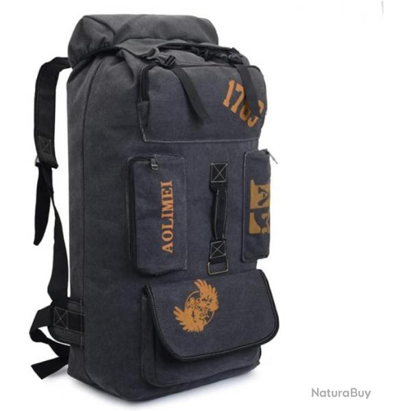 Sac  Dos 100L Randonne Camping en Plein air Alpinisme Tactique Voyage Chasse Camping Noir