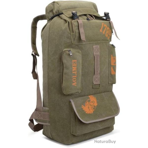 Sac  Dos 100L Randonne Camping en Plein air Alpinisme Tactique Voyage Chasse Camping Kaki