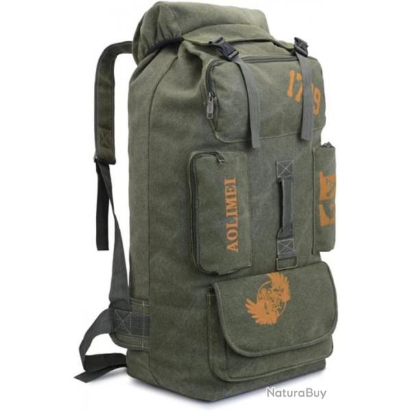 Sac  Dos 100L Randonne Camping en Plein air Alpinisme Tactique Voyage Chasse Camping Vert Arme