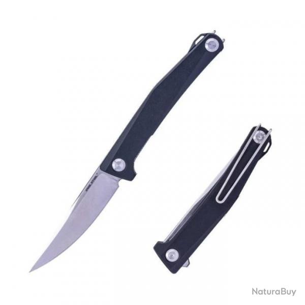 Couteau Real Steel Teres Black Manche Aluminum Lame Acier Nitro-V Liner Lock Clip RS7111BS