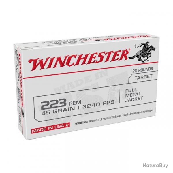 CARTOUCHES WINCHESTER CAL 223 REM FMJ 55GR X20