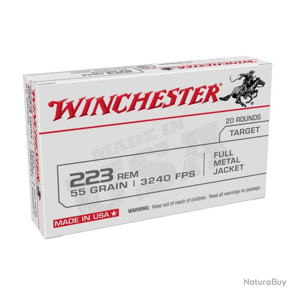 CARTOUCHES WINCHESTER CAL 223 REM FMJ 55GR X20