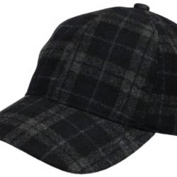 Casquette Baseball Laine Noire et Grise a Carreaux Tendance Britty Taille unique Noir