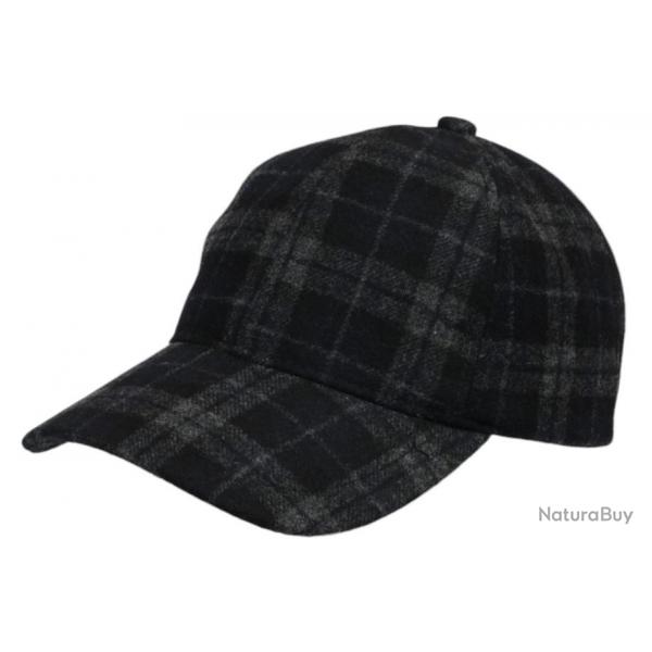 Casquette Baseball Laine Noire et Grise a Carreaux Tendance Britty Taille unique Noir