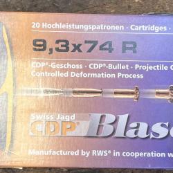 Munitions Blaser CDP 9,3x74R 18,5 gr