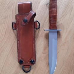 Couteau fixe Fox Knives Marines Combat et son étui cuir artisanal